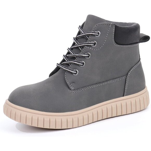 Kids Zipper Grey Ankle Boots Kids Sneaker with Boot-Like High Top Design - Picture 5 of 6